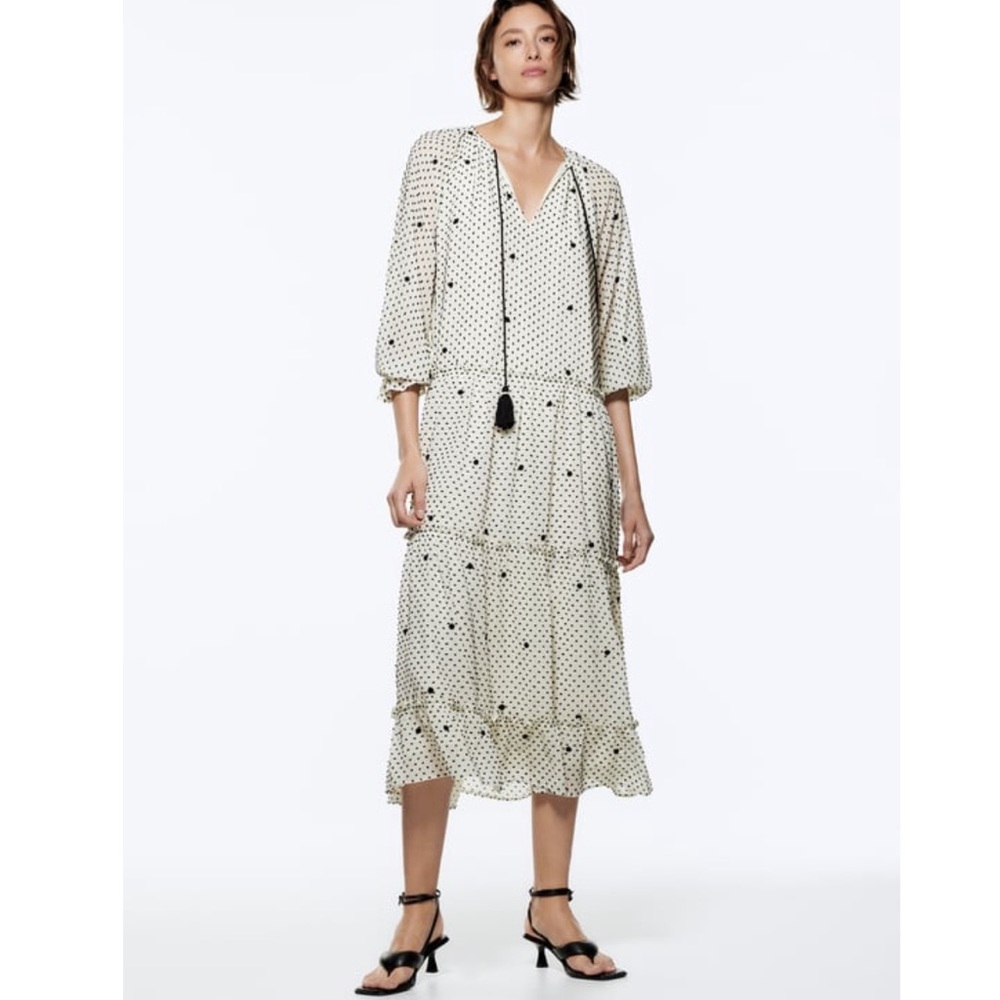 ZARA DOTTED MESH OVERSIZED DRESS